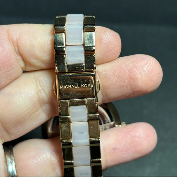 Michael Kors Ladies' Jaryn Rose Gold Tone and Acetate Watch MK3661 Working - Picture 4 of 7